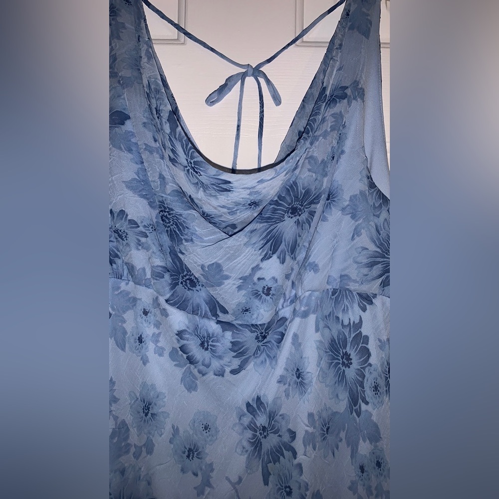 Vintage Blue sleeveless lined dress with flowers by B. Darlin size 11/12 - Picture 7 of 12